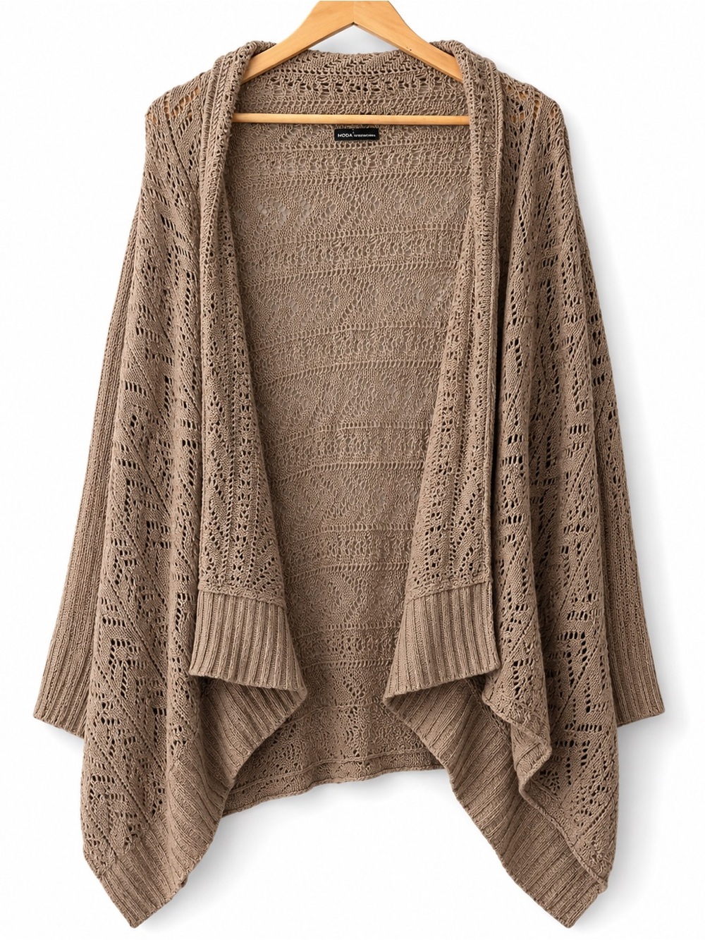 Moda International Victoria’s Secret Waterfall Cardigan Mocha Brown M VGUC